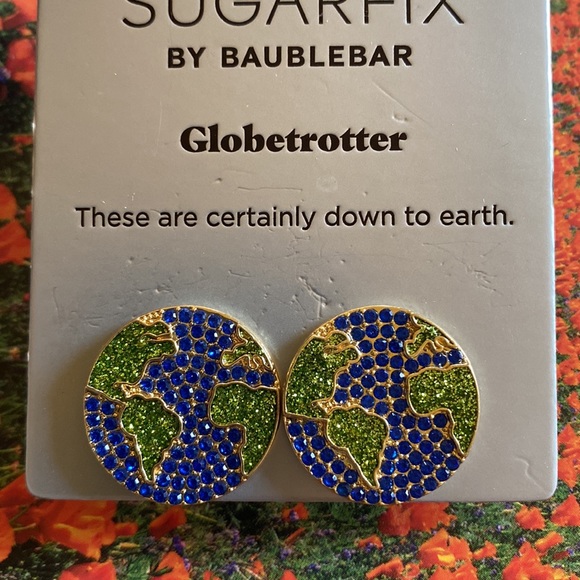 Sugarfix Baublebar Globetrotter Earth Planet Earrings NWT - Picture 6 of 6